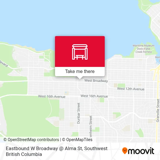 Eastbound W Broadway @ Alma St map