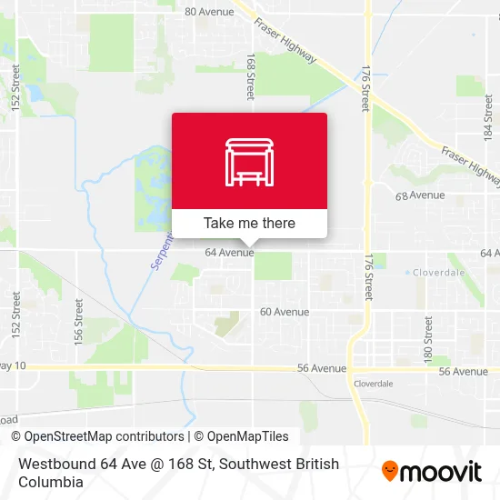 Westbound 64 Ave @ 168 St map