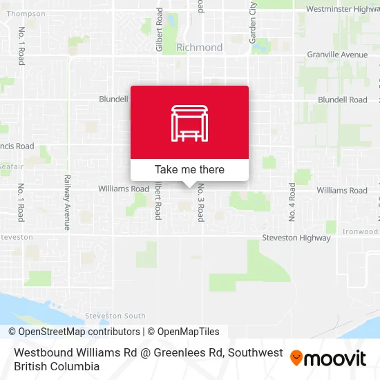 Westbound Williams Rd @ Greenlees Rd map