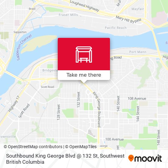 Southbound King George Blvd @ 132 St map