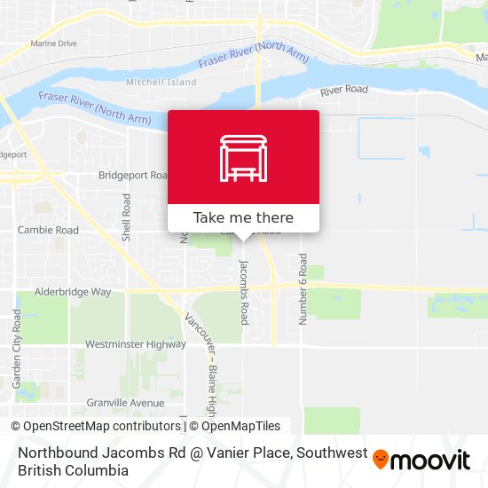 Northbound Jacombs Rd @ Vanier Place map