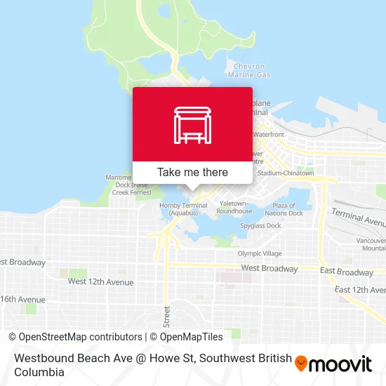 Westbound Beach Ave @ Howe St map