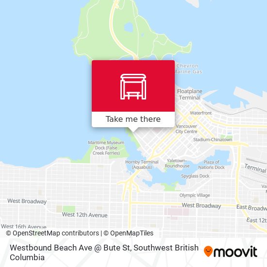 Westbound Beach Ave @ Bute St map