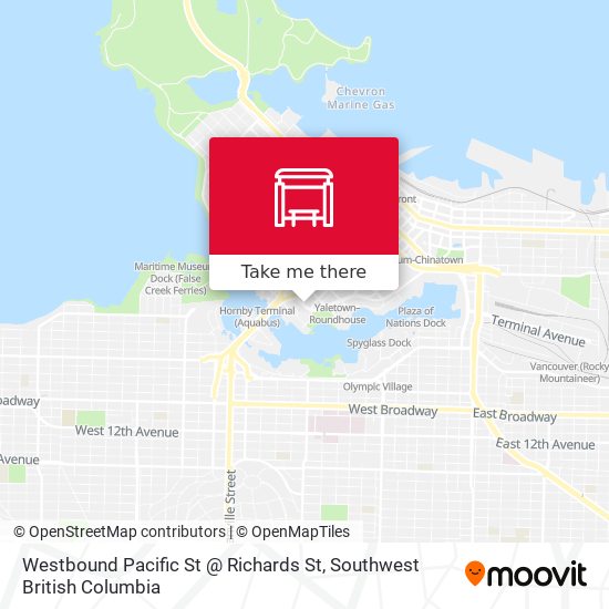 Westbound Pacific St @ Richards St map