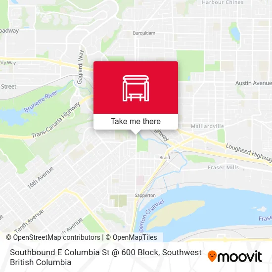 Southbound E Columbia St @ 600 Block map