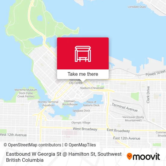 Eastbound W Georgia St @ Hamilton St map