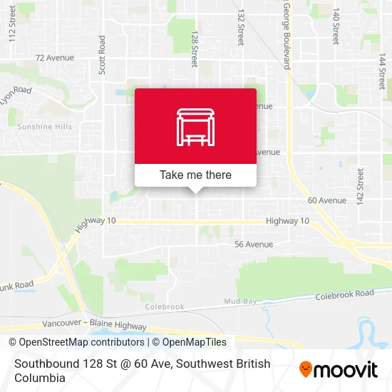 Southbound 128 St @ 60 Ave map