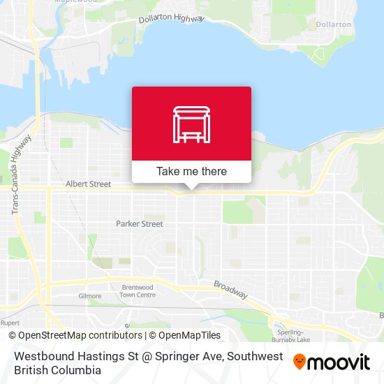 Westbound Hastings St @ Springer Ave map