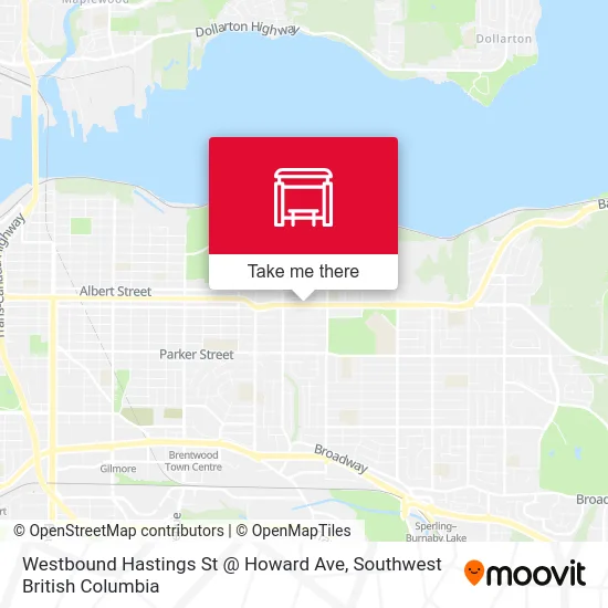 Westbound Hastings St @ Howard Ave map