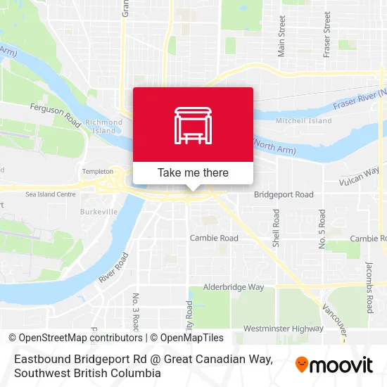Eastbound Bridgeport Rd @ Great Canadian Way map