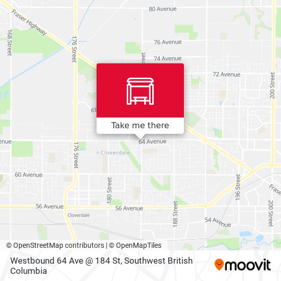Westbound 64 Ave @ 184 St map