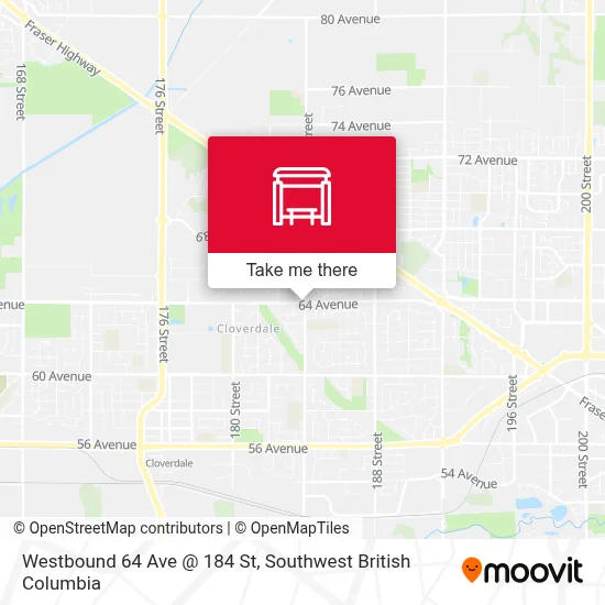 Westbound 64 Ave @ 184 St map