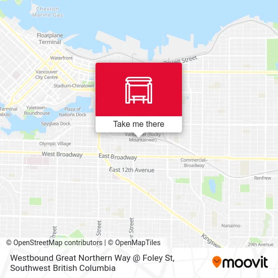 Westbound Great Northern Way @ Foley St map