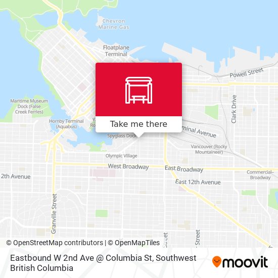 Eastbound W 2nd Ave @ Columbia St map