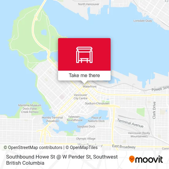 Southbound Howe St @ W Pender St map