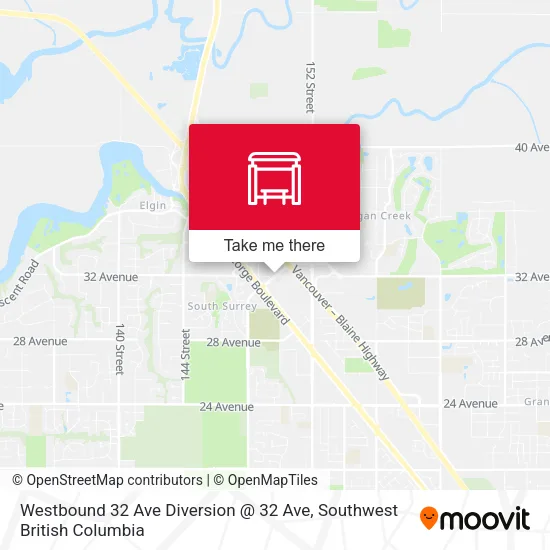 Westbound 32 Ave Diversion @ 32 Ave map