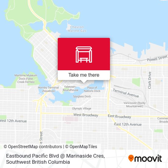Eastbound Pacific Blvd @ Marinaside Cres plan