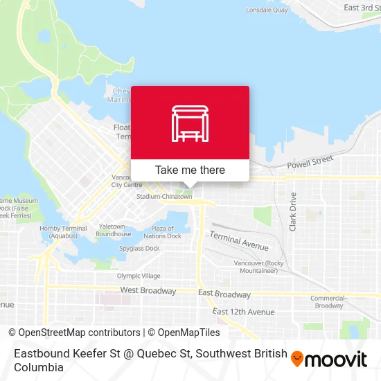 Eastbound Keefer St @ Quebec St map