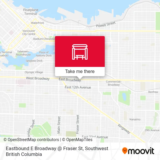 Eastbound E Broadway @ Fraser St map