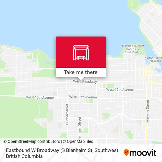 Eastbound W Broadway @ Blenheim St plan