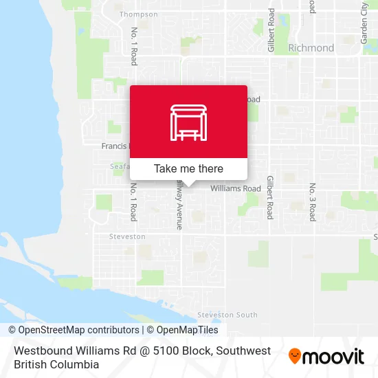 Westbound Williams Rd @ 5100 Block map