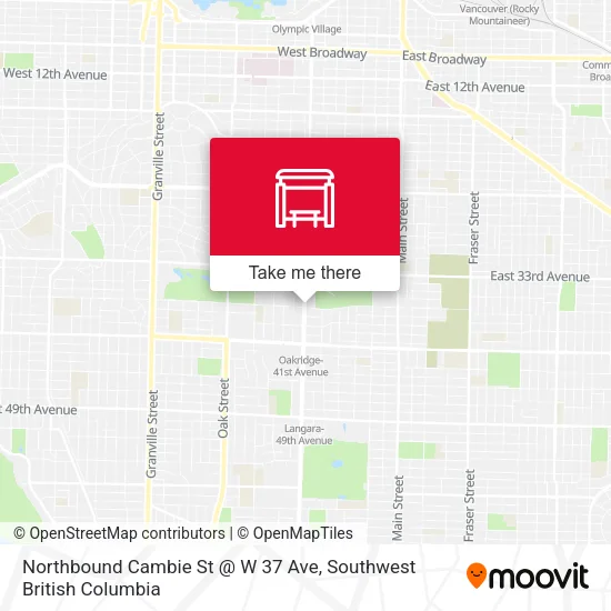 Northbound Cambie St @ W 37 Ave map