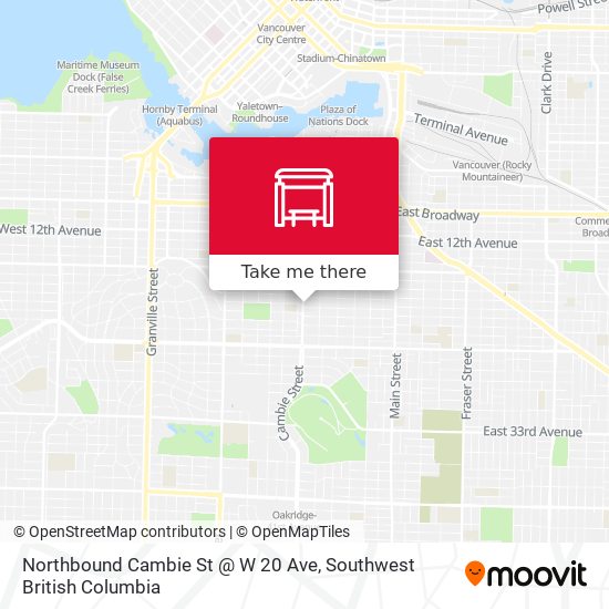 Northbound Cambie St @ W 20 Ave map