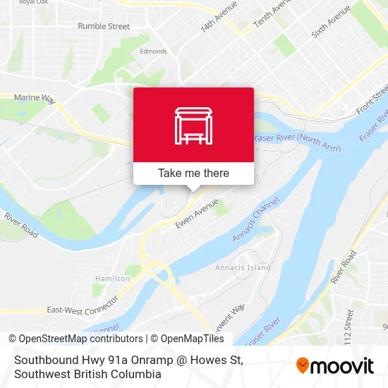 Southbound Hwy 91a Onramp @ Howes St map