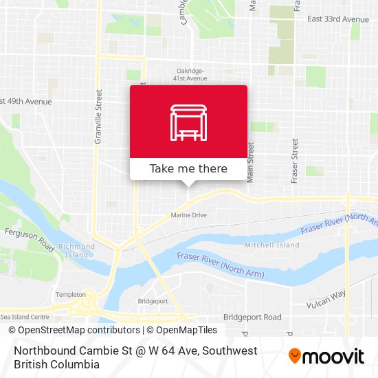 Northbound Cambie St @ W 64 Ave map