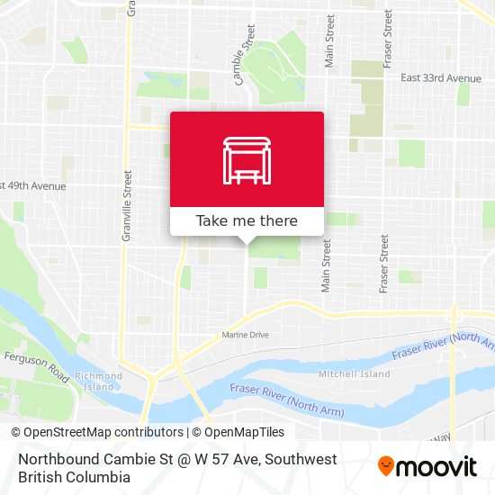 Northbound Cambie St @ W 57 Ave map