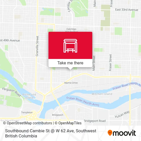 Southbound Cambie St @ W 62 Ave plan