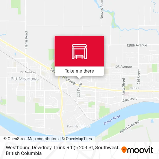 Westbound Dewdney Trunk Rd @ 203 St map