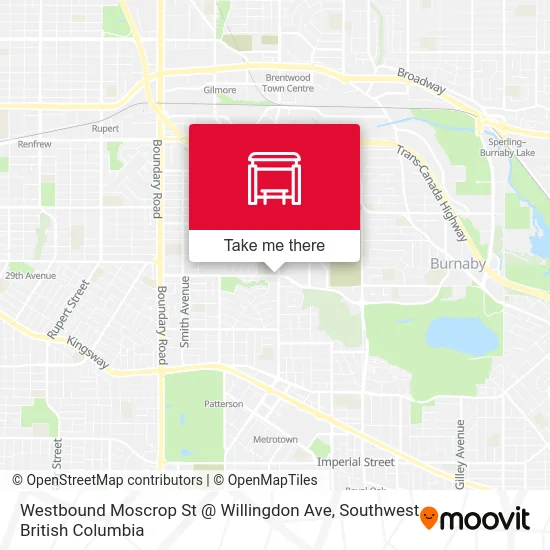 Westbound Moscrop St @ Willingdon Ave map