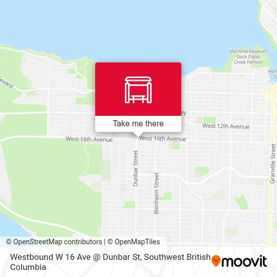 Westbound W 16 Ave @ Dunbar St map