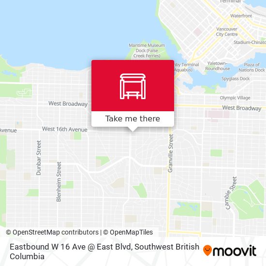 Eastbound W 16 Ave @ East Blvd map