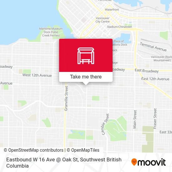 Eastbound W 16 Ave @ Oak St map