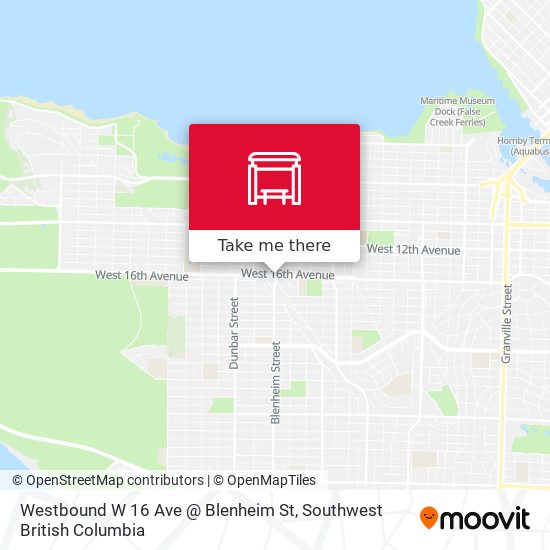 Westbound W 16 Ave @ Blenheim St map