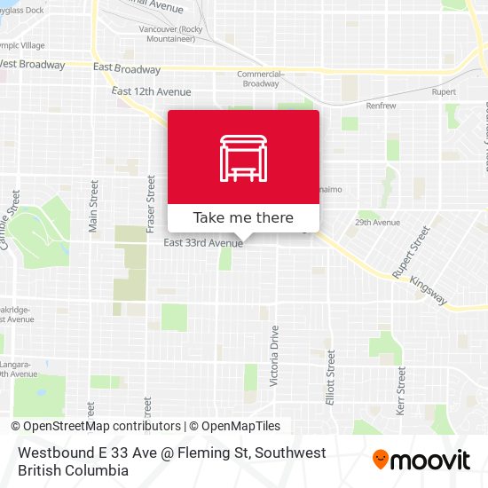 Westbound E 33 Ave @ Fleming St map