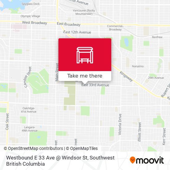 Westbound E 33 Ave @ Windsor St map
