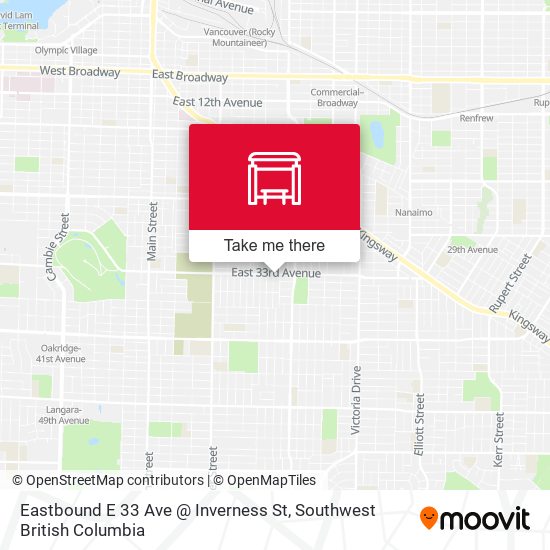 Eastbound E 33 Ave @ Inverness St map
