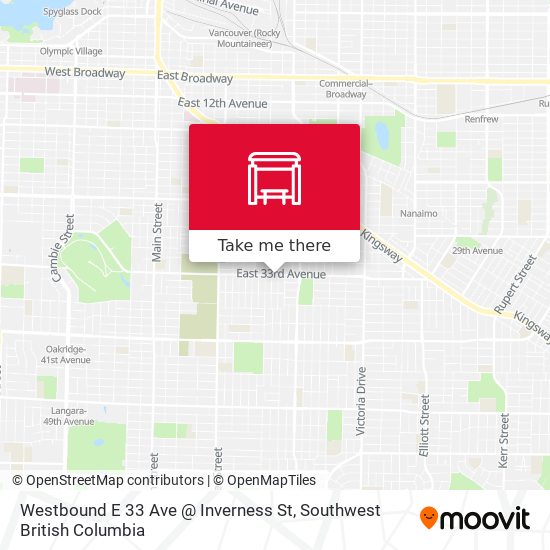 Westbound E 33 Ave @ Inverness St map