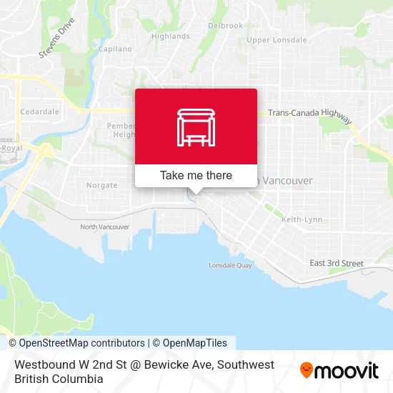 Westbound W 2nd St @ Bewicke Ave map