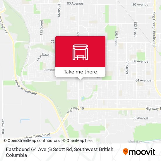Eastbound 64 Ave @ Scott Rd map