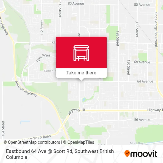 Eastbound 64 Ave @ Scott Rd map