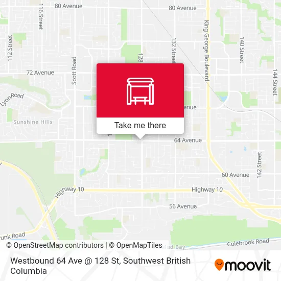 Westbound 64 Ave @ 128 St map