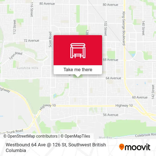 Westbound 64 Ave @ 126 St map