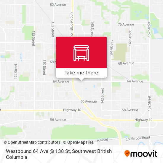 Westbound 64 Ave @ 138 St map