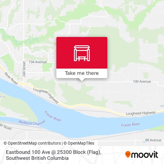Eastbound 100 Ave @ 25300 Block (Flag) map