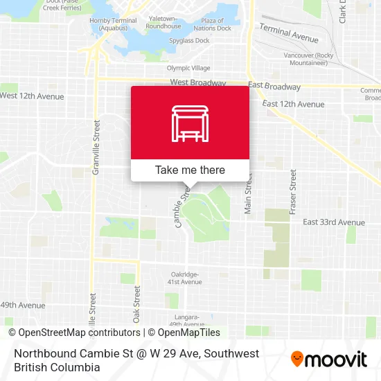 Northbound Cambie St @ W 29 Ave plan