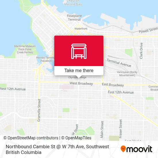 Northbound Cambie St @ W 7th Ave map